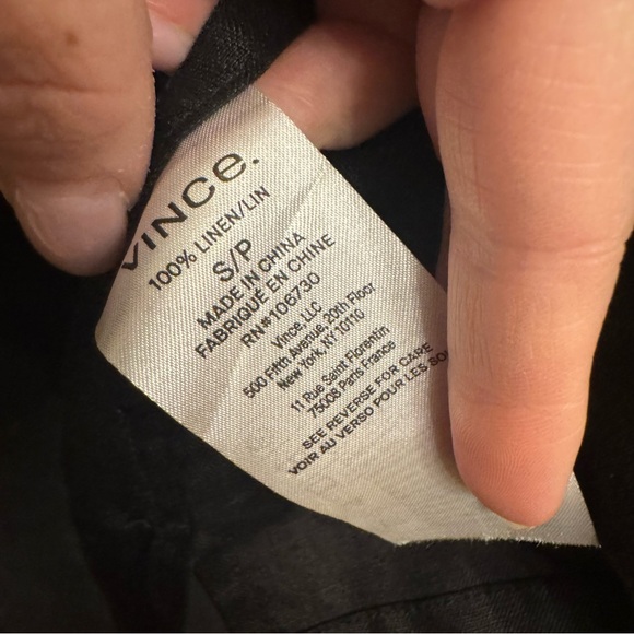 Vince Men's Black 100% Linen Popover Casual 1/4 button down - Picture 8 of 10